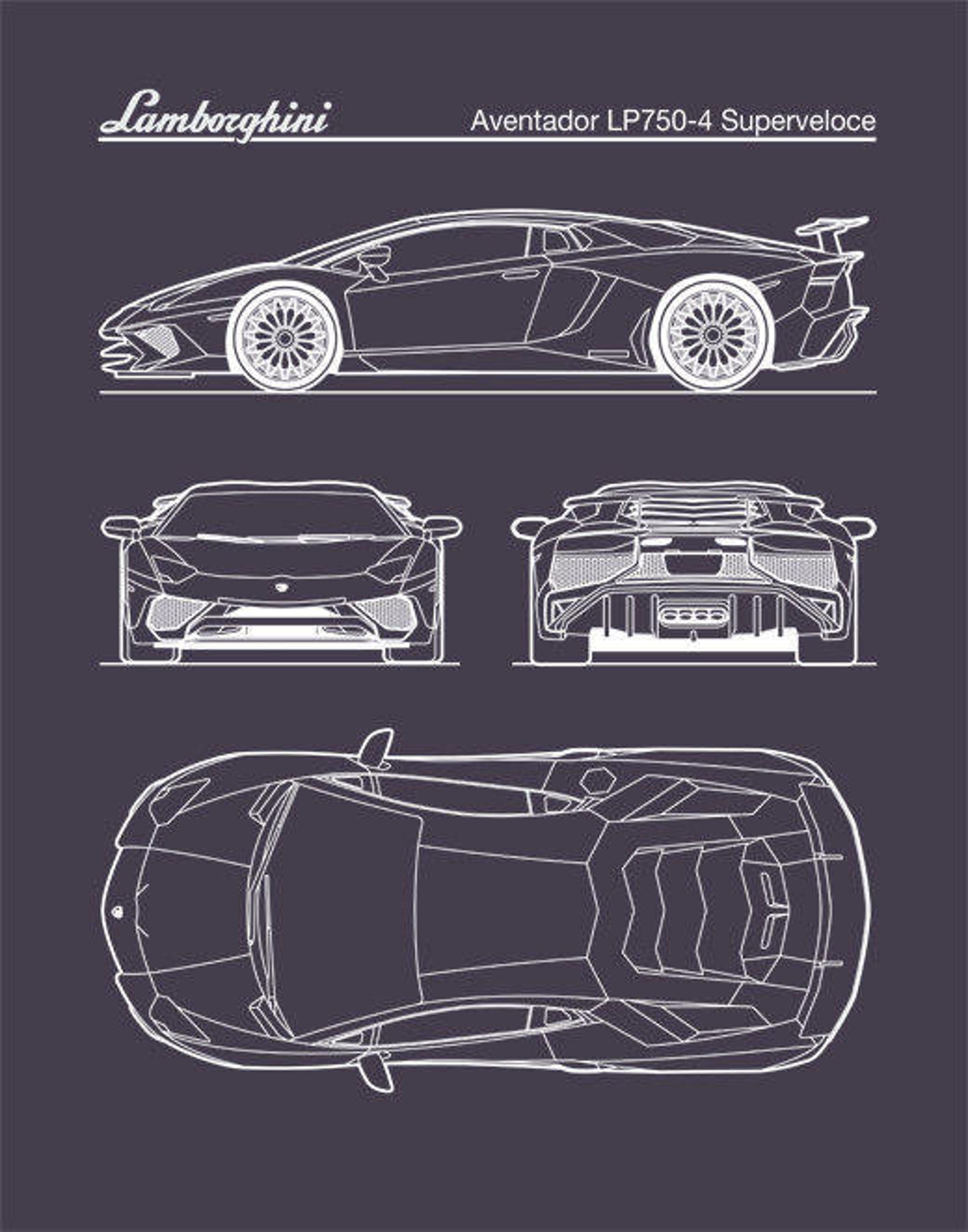 Patent Print Auto Art Lamborghini Aventador Blueprint | Etsy