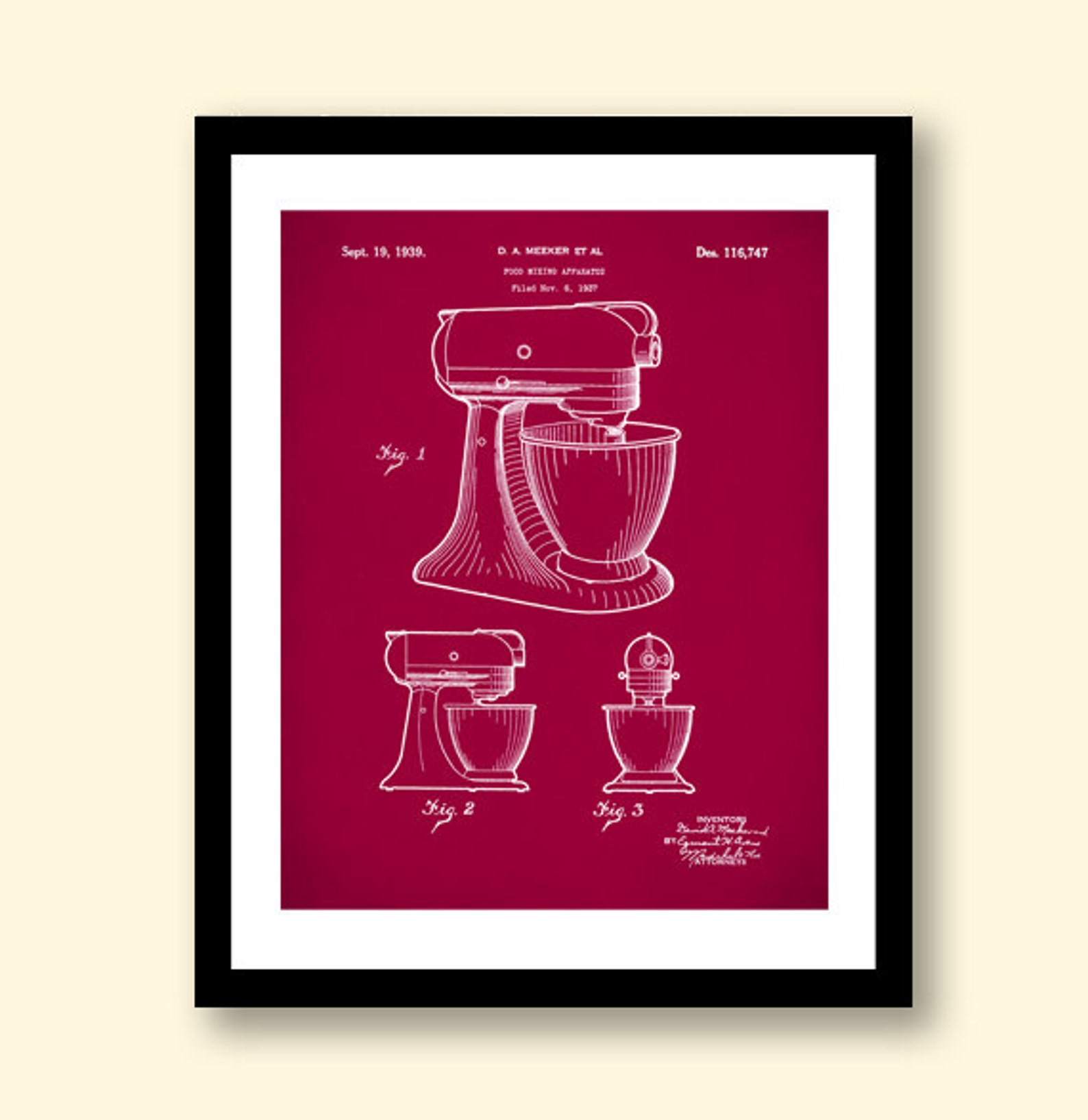 Patent Print Kitchenaid Kitchen Mixer Patent Poster Kitchen Etsy