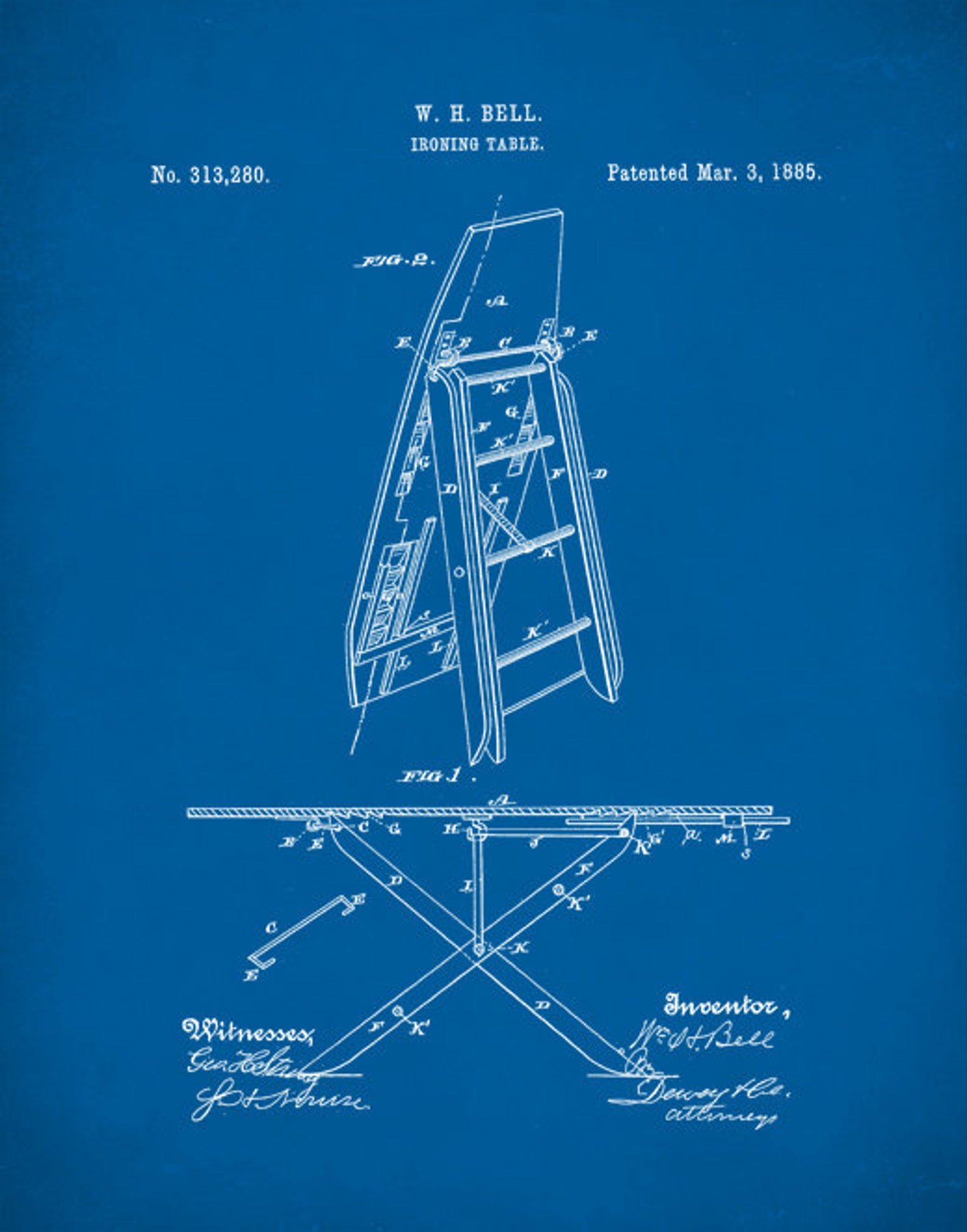 Ironing Board Patent Print 1885 Poster Wall Art Etsy