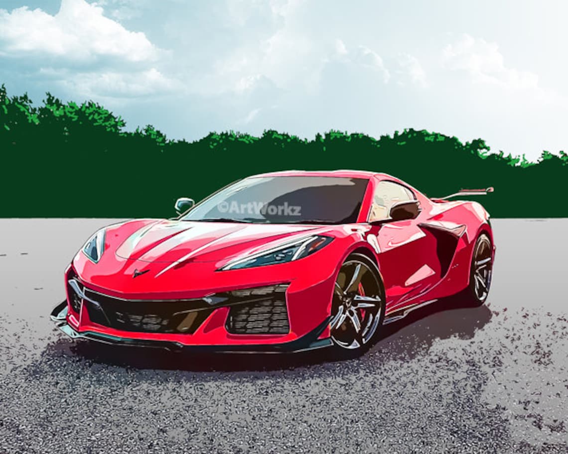 Corvette Z06 Poster Torch Red 2023 Chevrolet Corvette Auto Etsy Israel