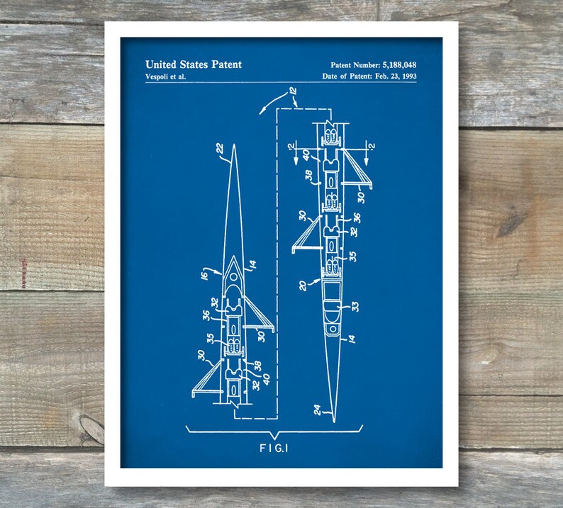 Rowing Scull D\u00e9cor P347 4 Man Rowing Scull Patent 4 Man Rowing Scull Poster Rowing Scull Art 4 Man Rowing Scull Print