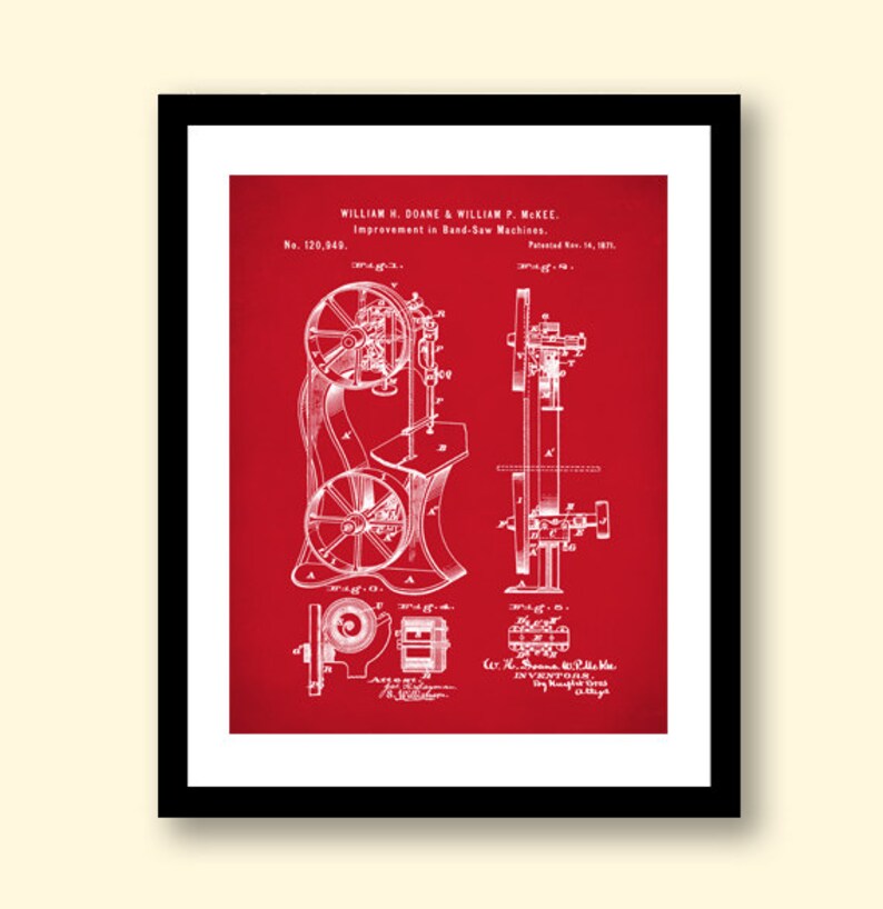 Bandsaw Patent Prints Patent Poster Bandsaw Print Band Saw Etsy