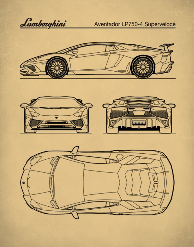 Patent Print Auto Art Lamborghini Aventador Blueprint | Etsy