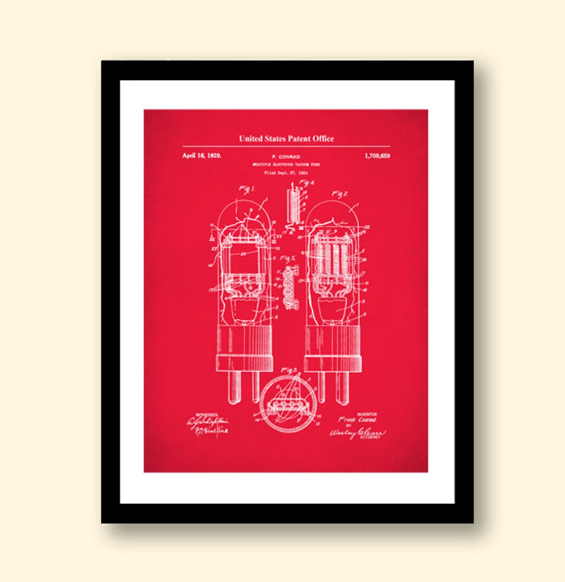 Vacuum Tube Patent Print Vacuum Tube Poster Vintage Art Etsy