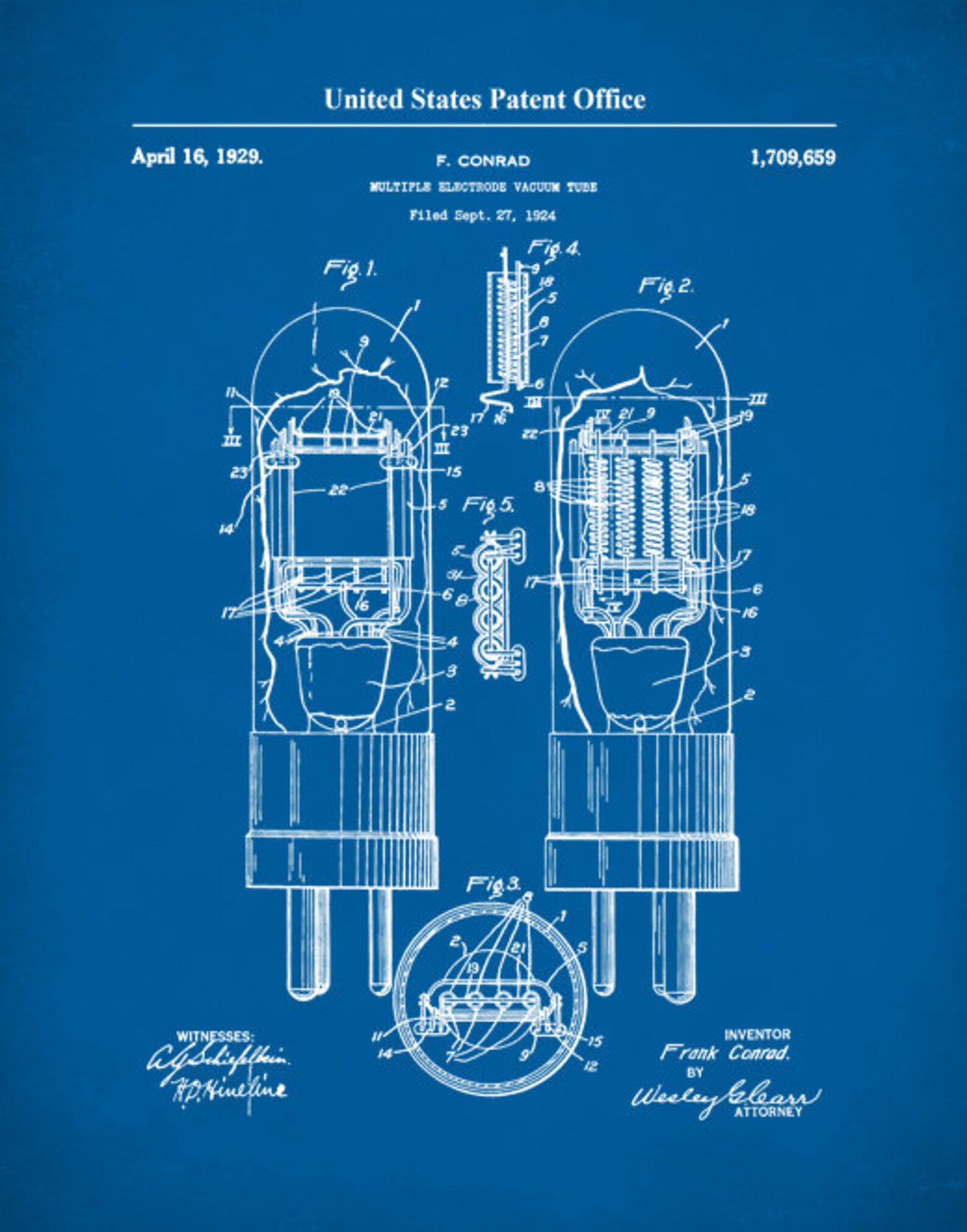 Vacuum Tube Patent Print Vacuum Tube Poster Vintage Art Etsy