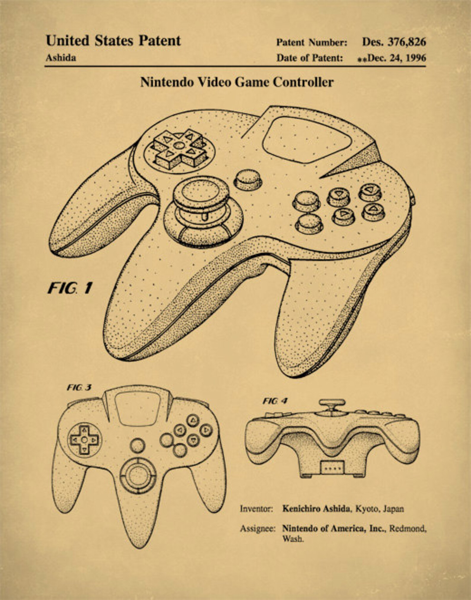 Patent Prints Patent Poster Nintendo 64 Video Game - Etsy