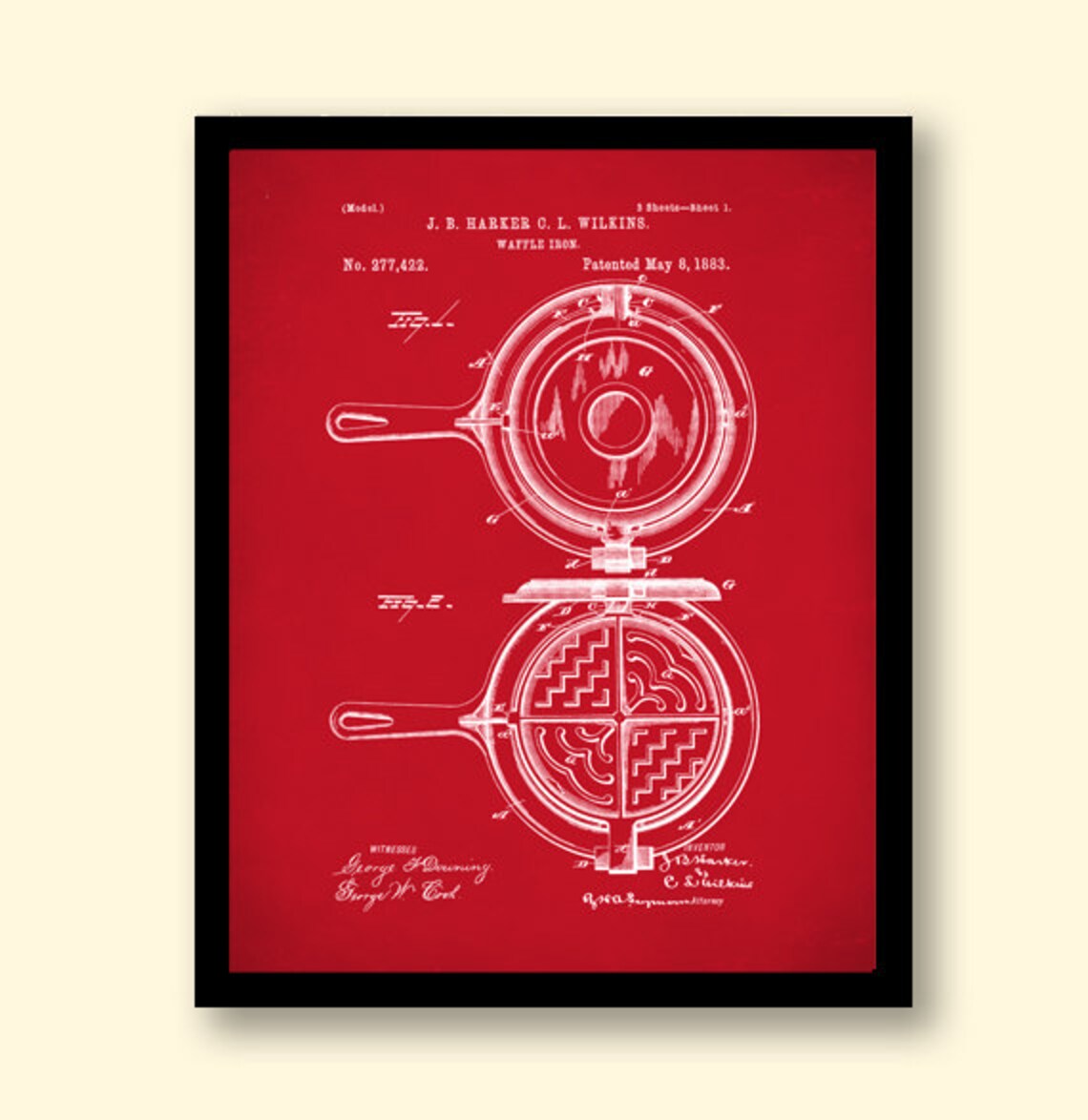 Waffle Iron Poster Waffle Iron Patent Waffle Iron Print Etsy