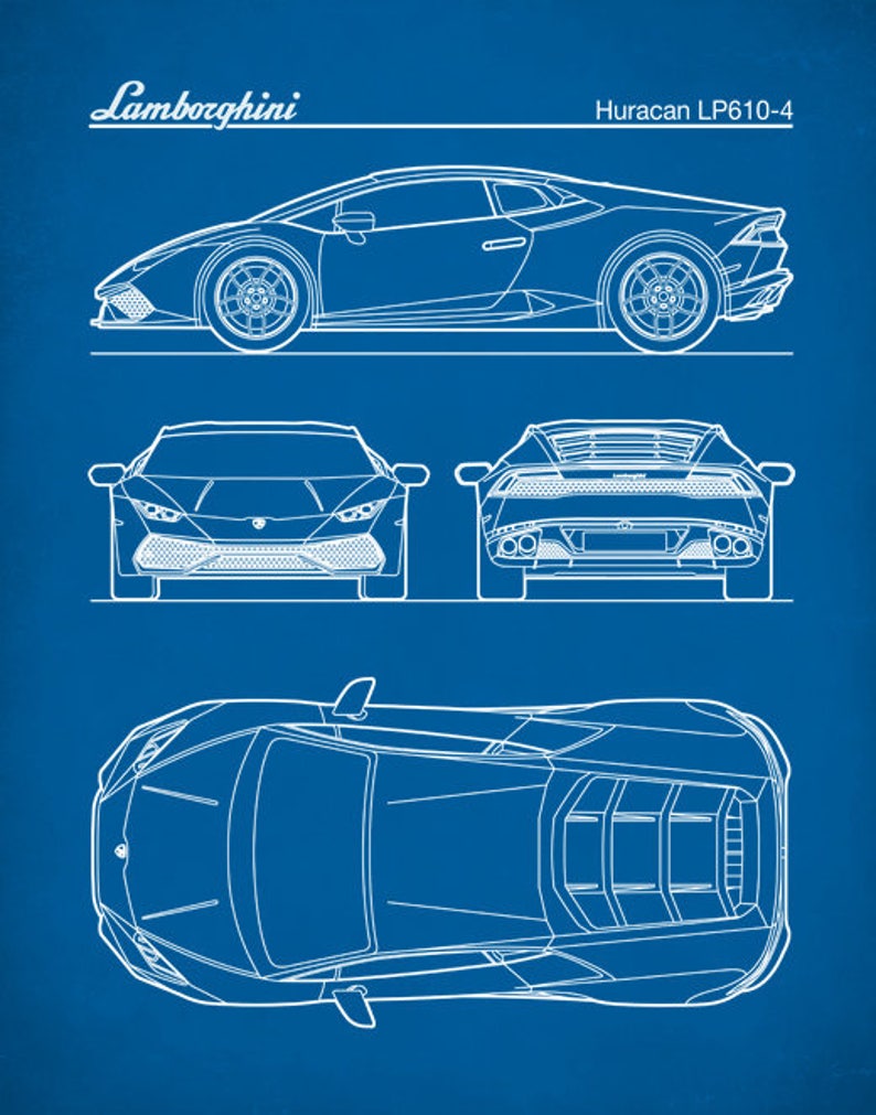 Patent Print Auto Art Lamborghini Huracan Blueprint | Etsy