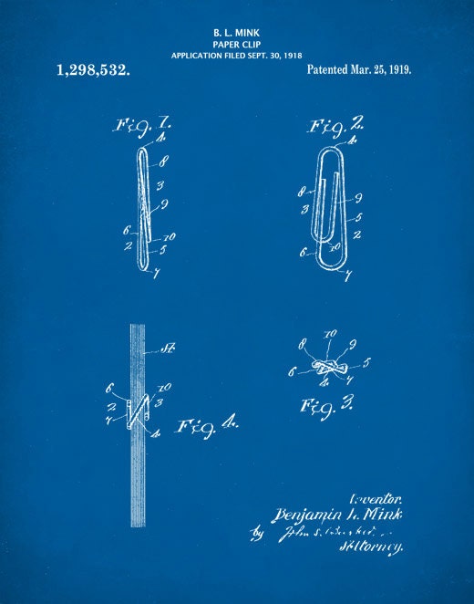 Patent Prints Paper Clip Patent Print Office Decor Poster Etsy