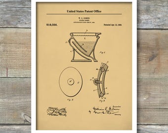 Patent Poster, Siphoning Water Closet1909, Toilet Art, Bathroom Wall Decor, Restroom Sign, Dorm Wall Art, Apartment Decor, P523