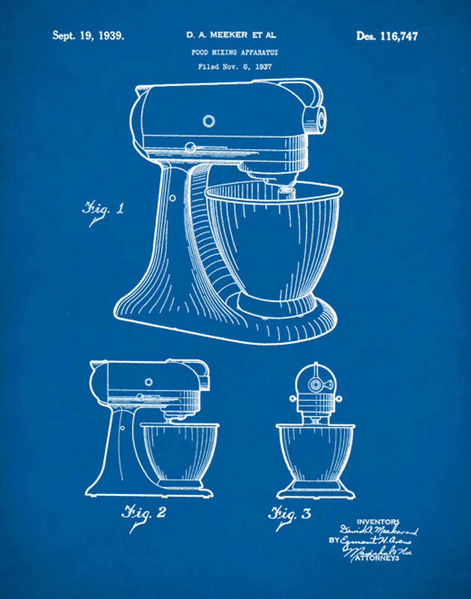 Patent Print Kitchenaid Kitchen Mixer Patent Poster Kitchen Etsy
