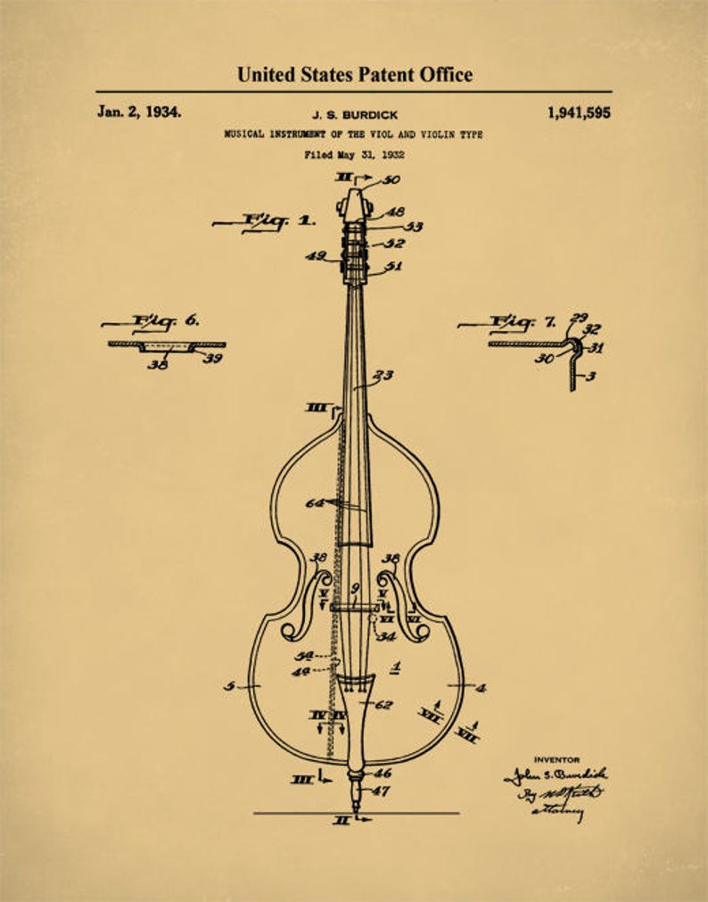 Upright Bass Patent Acoustic Bass Upright Bass Poster Bass Etsy