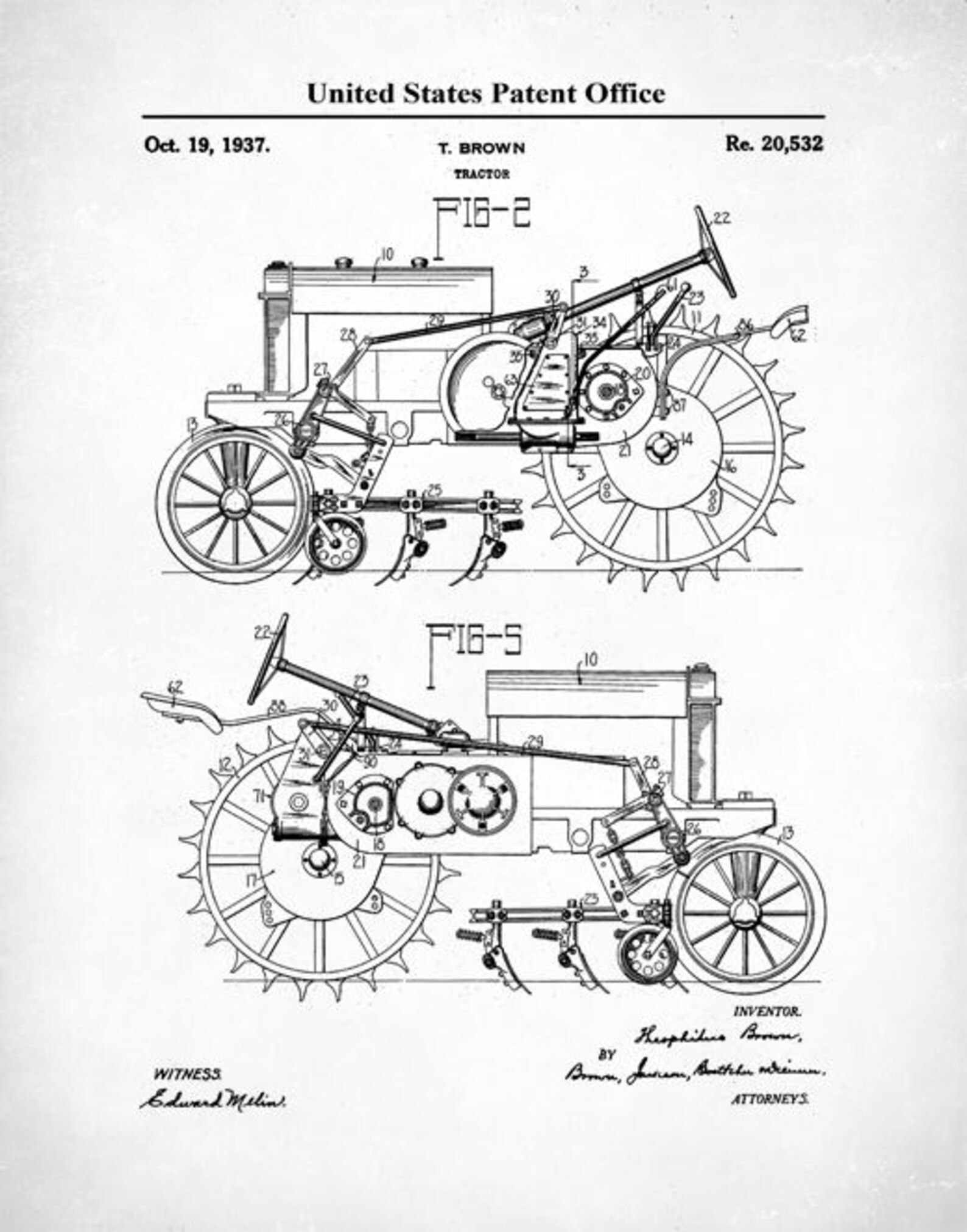 Tractor Patent Print John Deere Patent Art Print Farm Etsy