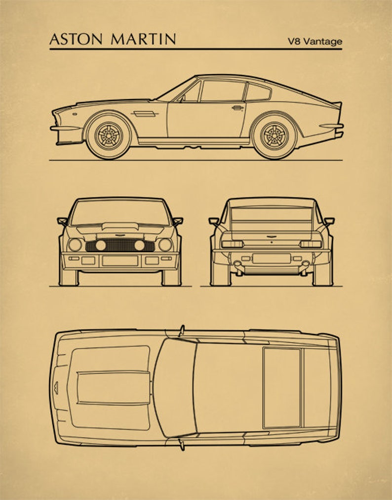 Aston Martin Patent Prints Aston Martin V8 Vantage Blueprint Etsy