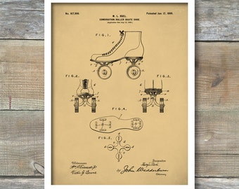Roller Skates Roller Derby Gifts Roller Skate Pop Art Patent Digital Download