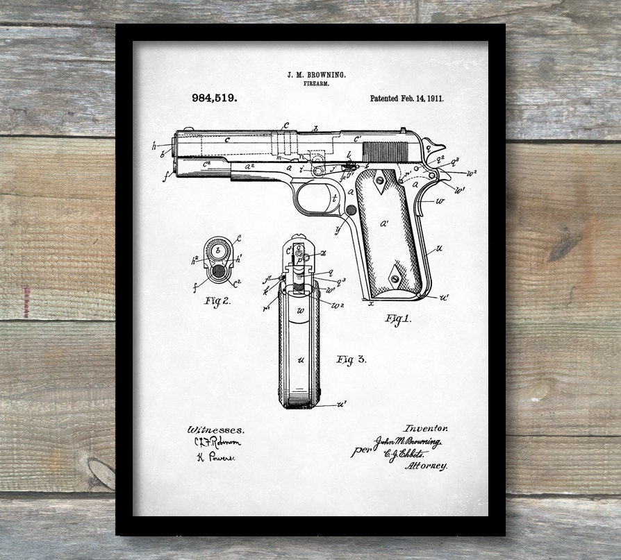 Patent Prints J.M. Browning Firearm Poster J.M. Browning | Etsy