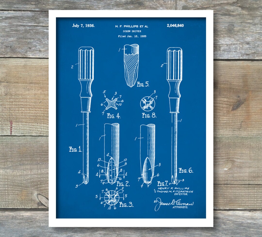 Phillips Screwdriver Patent Print 1936 Phillips Screwdriver Etsy