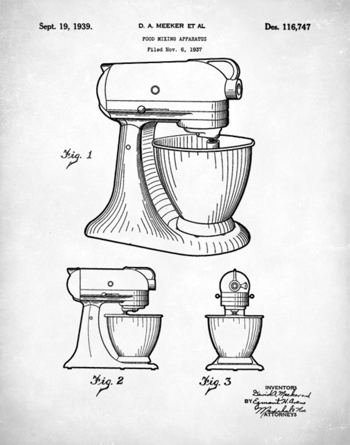 Patent Print Kitchenaid Kitchen Mixer Patent Poster Kitchen Etsy