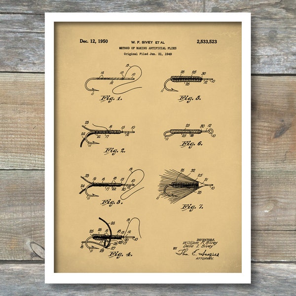 Patent Prints, Fly Fishing Patent Poster, Lake House Wall Art, Fisherman Gift, Cabin Decor, Patent Print, Outdoorsman, Patent Poster, P406