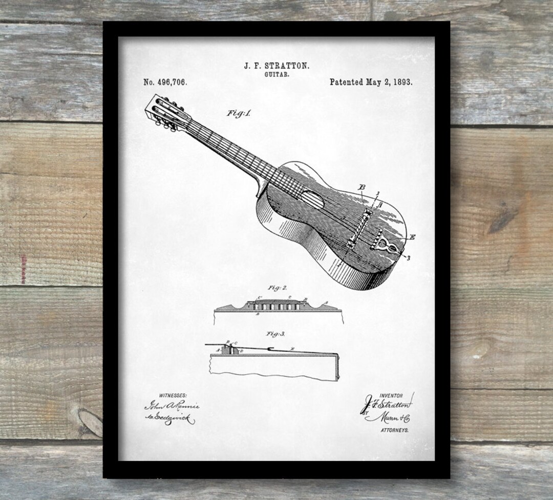 Stratton & Son Acoustic Guitar Patent Poster Guitar Art Etsy