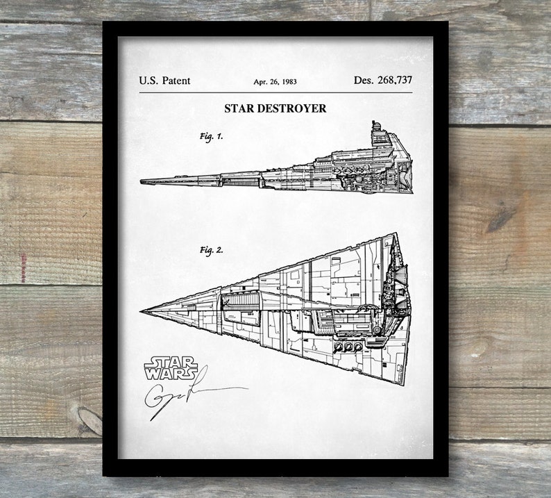 Patent Print Star Wars Star Destroyer Poster Star Wars Etsy