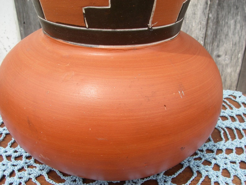 Vintage Mexican Pottery Glazed Red Clay Vase Terracotta Etsy