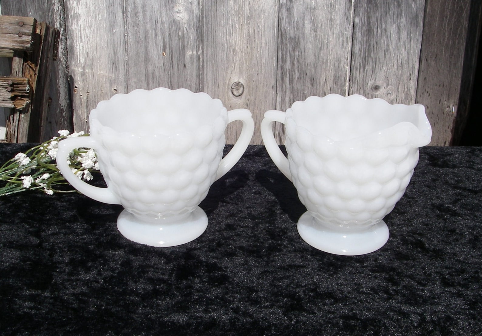 Milk Glass Cream and Sugar Set Vintage Country Kitchen Decor Etsy