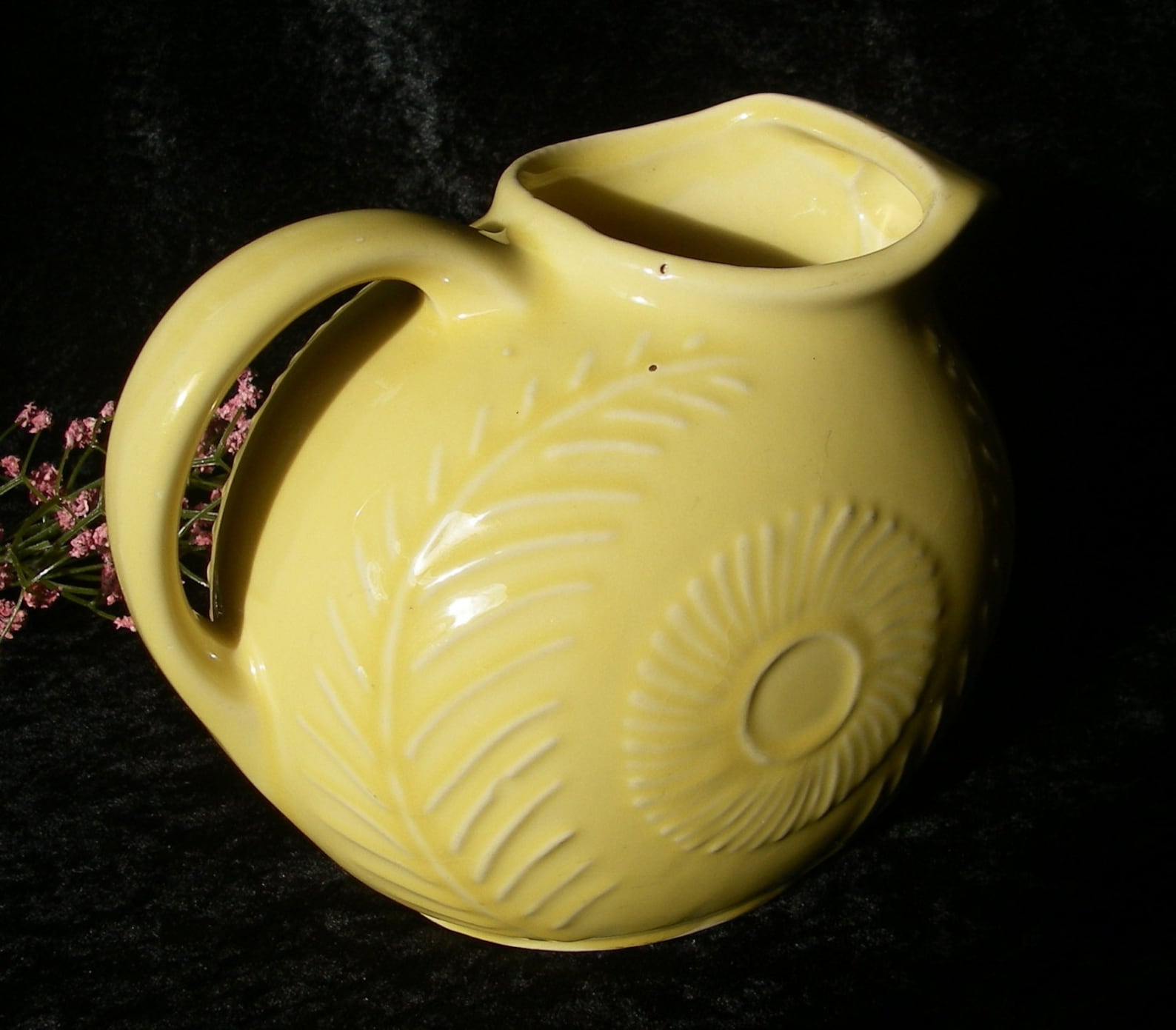 Vintage Pitcher USA Shawnee Pottery Yellow Ball Pitcher With Etsy