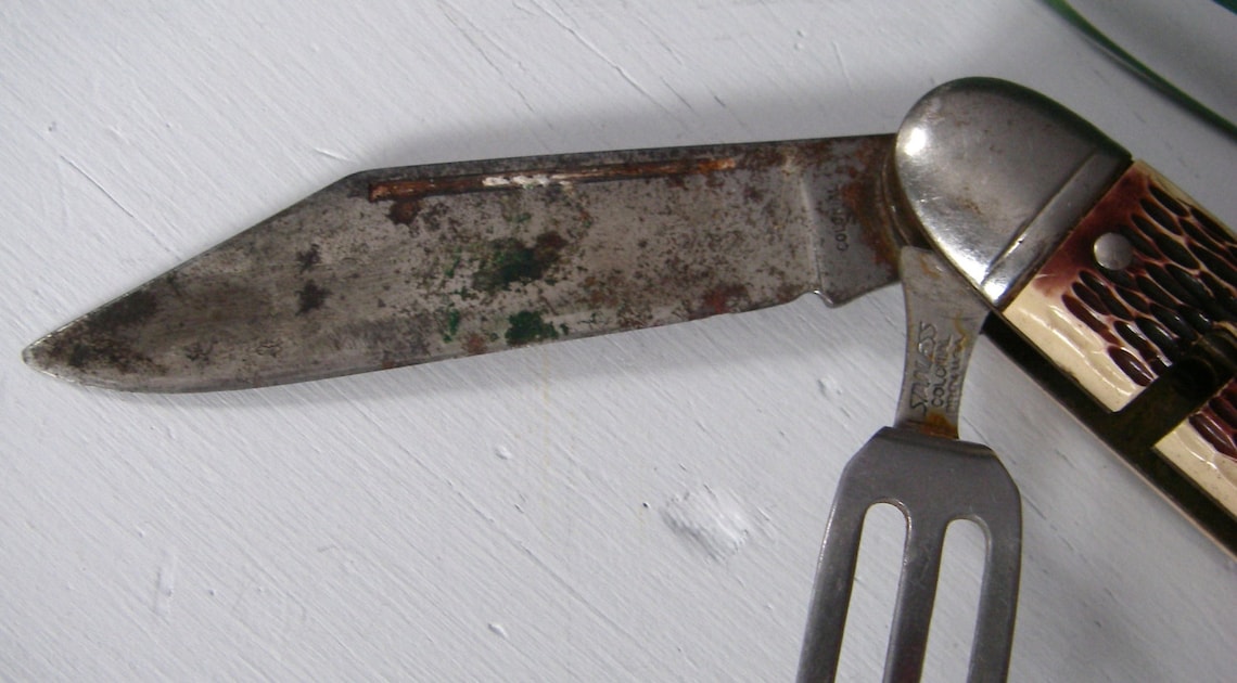 Vintage Stainless Colonial Prov USA Camping Knife With Spoon Etsy