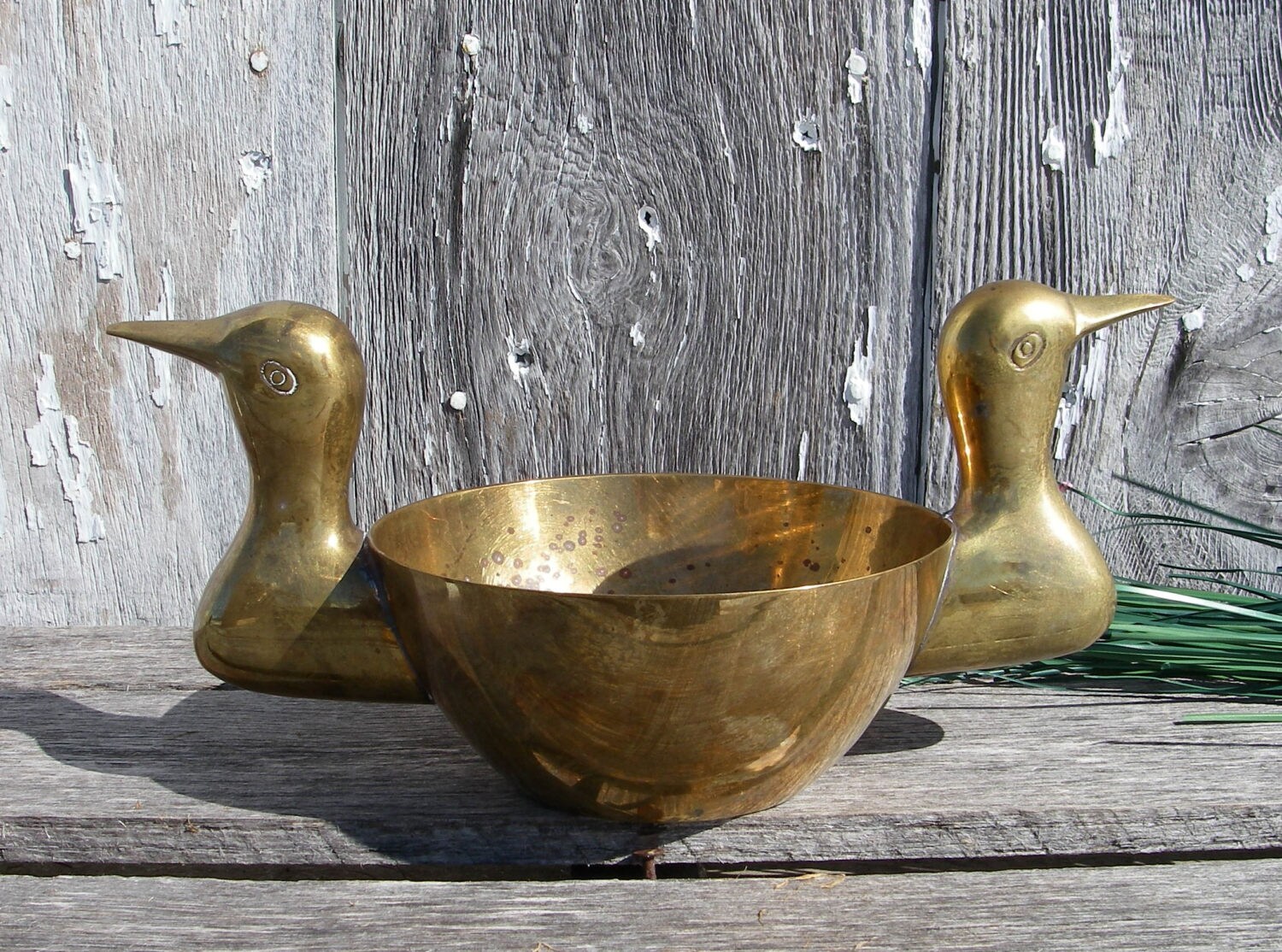Vintage Brass Duck Bowl Brass Bowl With Duck Head Handles Etsy