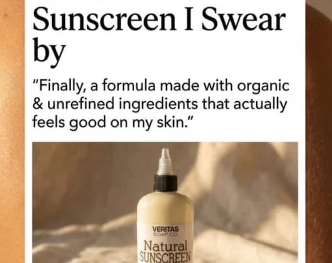 Natural SUNSCREEN - Made with Organic Ingredients | Kid Safe | NO Chemicals | Beach | Pool | Summer | Fitness | Daily Use | Reef Safe