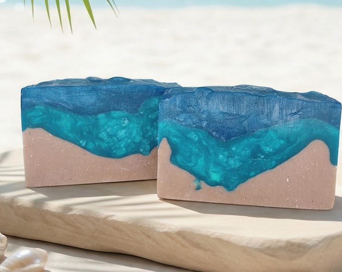 Coconut Soap - The SOUTH BEACH Bar - Sea Salt, Pumice, Ground Luffa Gourd - Get glam! Vegan, Exotic Coconut, Beach