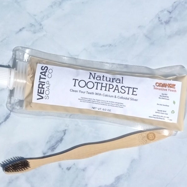 ORANGE Sensitive Toothpaste - Clean Your Teeth with Pure CITRUS Essential Oils | Vegan | No Fluoride |  No Mint | No Baking Soda | Kids