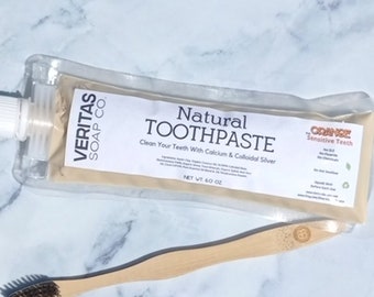 ORANGE Sensitive Toothpaste - Clean Your Teeth with Pure CITRUS Essential Oils | Vegan | No Fluoride |  No Mint | No Baking Soda | Kids