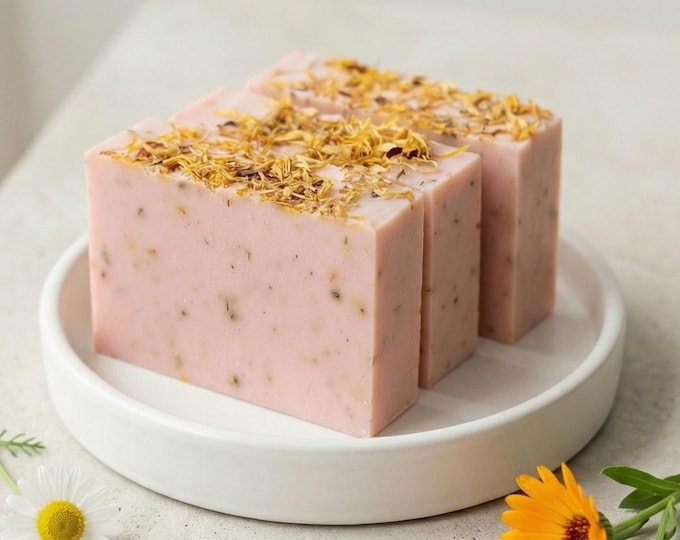Face Soap - The PINK Bar - Tea Tree Oil Soap Bar with Calamine, Chamomile & Calendula | VEGAN | Problem Skin | Gift for Teen