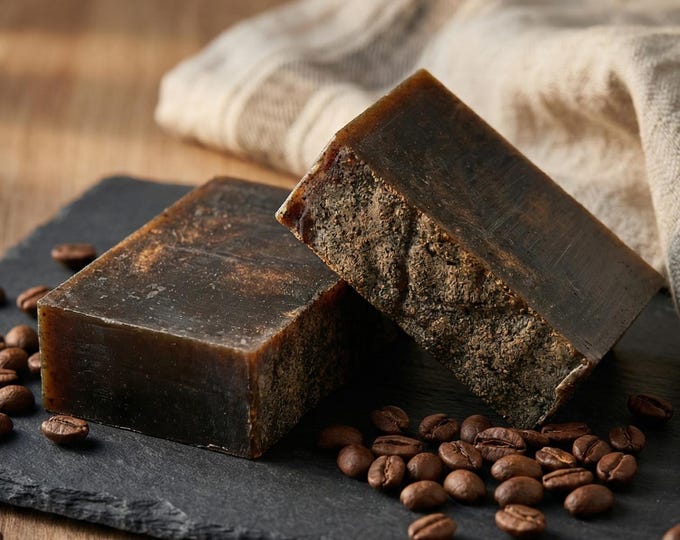 Coffee Soap - The COFFEE Bar -  Coffee Butter, Triple Brewed Coffee, Caffeine Extract & Babassu Oil, Vegan, Exfoliate, Kitchen Soap, Garden