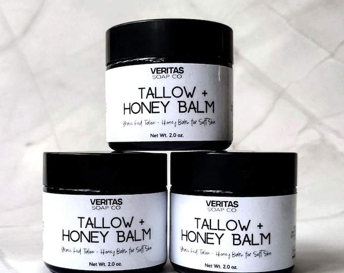 TALLOW + Honey BALM - Made with 100% Grass - Fed Beef Tallow +  Raw Honey | Avocado Oil | Apricot Oil | Black Seed Oil