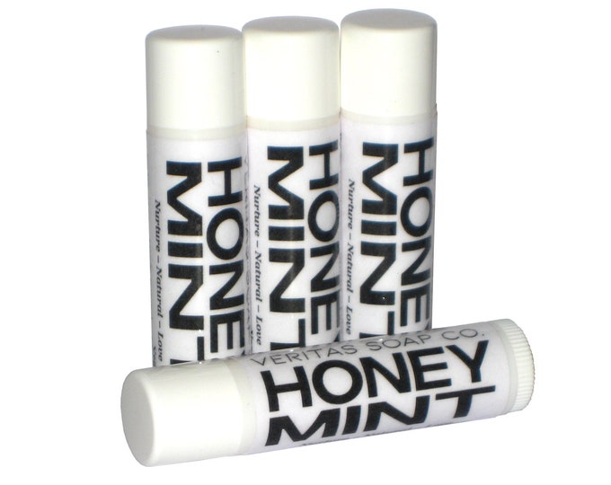 HONEY MINT Lip Balm - Organic Raw Honey, Andiroba and Meadowfoam Seed Oil to help keep skin soft & clear - VEGAN / Lip Balm / Soft Lips
