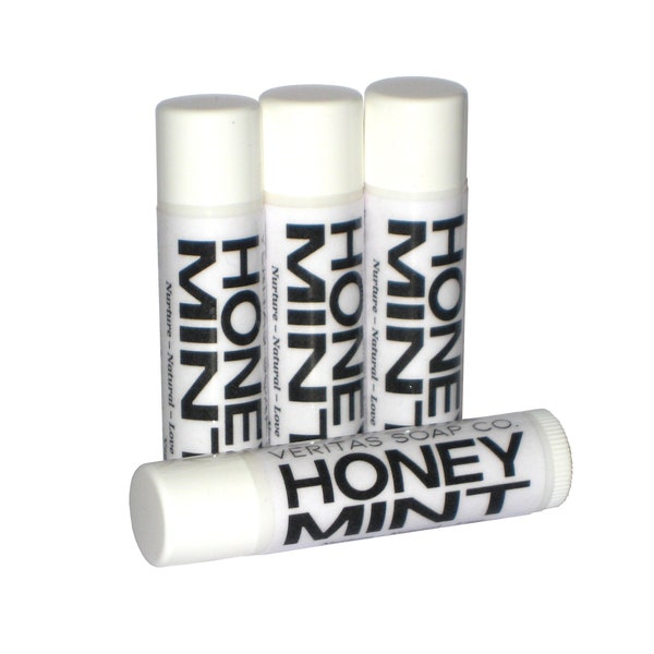 HONEY MINT Lip Balm - Organic Raw Honey, Andiroba and Meadowfoam Seed Oil to help keep skin soft & clear - VEGAN / Lip Balm / Soft Lips