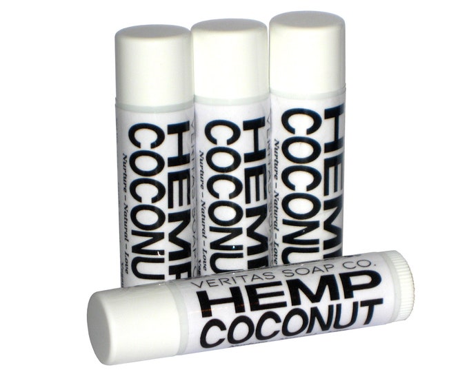 HEMP COCONUT Lip Balm - Organic Hempseed Oil & Organic Unrefined Coconut Oil - VEGAN / Pool / Beach / Summer / Chapped Lips