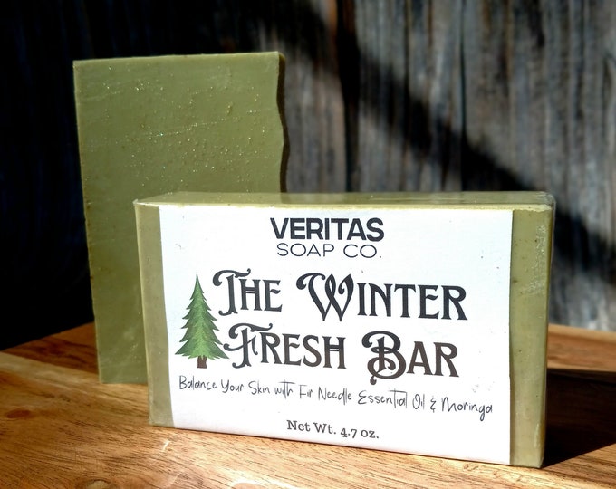 Pine Soap - The WINTER FRESH Bar - Ahhh The Smell of Christmas with Pine, Bayberry, Fir & Moringa | VEGAN | Balance The Skin | Gift Idea