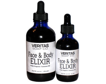 FACE & BODY ELIXIR - Help Create New Skin, Fade Acne Scars, Stretch Marks, Fine Lines and Wrinkles / Vegan / Hempseed / Earth Oil