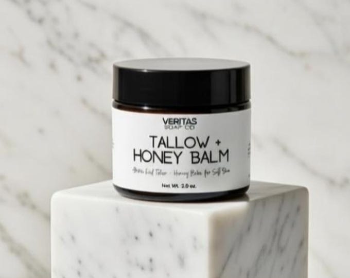 TALLOW + Honey BALM - Made with 100% Grass - Fed Beef Tallow +  Raw Honey | Avocado Oil | Apricot Oil | Black Seed Oil
