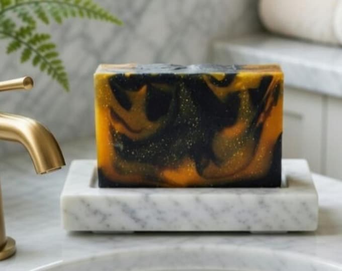 Skin Brightening Soap – The GOLDEN ECLIPSE Bar | Kojic Acid + Charcoal + Turmeric Glow Soap | Niacinamide Soap | Lemons | Ginger