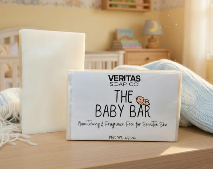 Fragrance Free Baby Soap - THE BABY BAR - Organic Olive, Apricot, Avocado & Castor Oil | Gentle Natural Soap for Sensitive Skin | Unscented