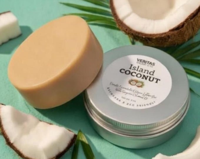 ISLAND COCONUT Lotion Bar - Florida-Formulated Lotion Bar – 3oz – Vegan Moisturizer with Organic Unrefined Coconut Oil in Metal Tin