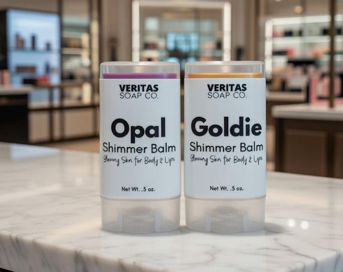 Iridescent Shimmer Stick: Natural Gold or Opal Highlighter - Face, Body & Lips