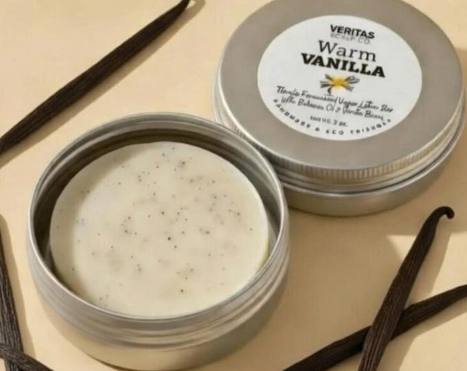 WARM VANILLA Lotion Bar - Florida-Formulated Lotion Bar – 3oz – Vegan  Moisturizer made with Fresh Organic Vanilla Beans in Metal Tin