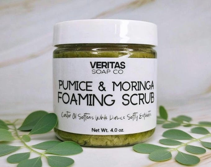 Organic Moringa Foaming Scrub – Pumice Exfoliating Soap, Essential Oils