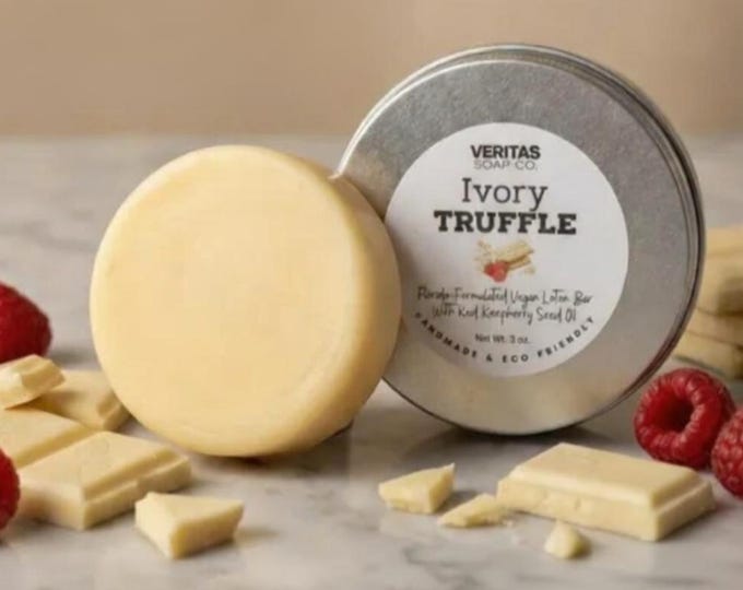 IVORY TRUFFLE Lotion Bar - Florida-Formulated Lotion Bar – 3oz – Vegan Moisturizer in Metal Tin, White Chocolate, Foodie